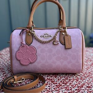 Coach Rowan Satchel Bag In Signature Canvas With Charms. NWT.
